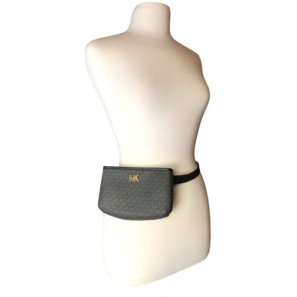 MICHAEL KORS MK Black Gold LOGO Fanny Pack Belt Bag - Picture 3 of 9